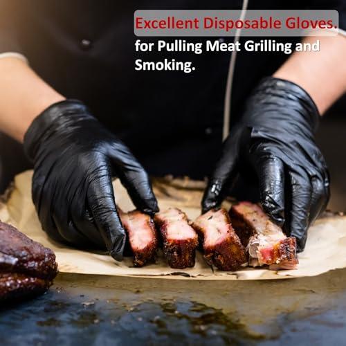 Tackleit BBQ Gloves for Cooking Baking Grilling, 50 Pcs Disposable Nitrile Gloves and 2 Pcs Cotton Glove Liners Washable