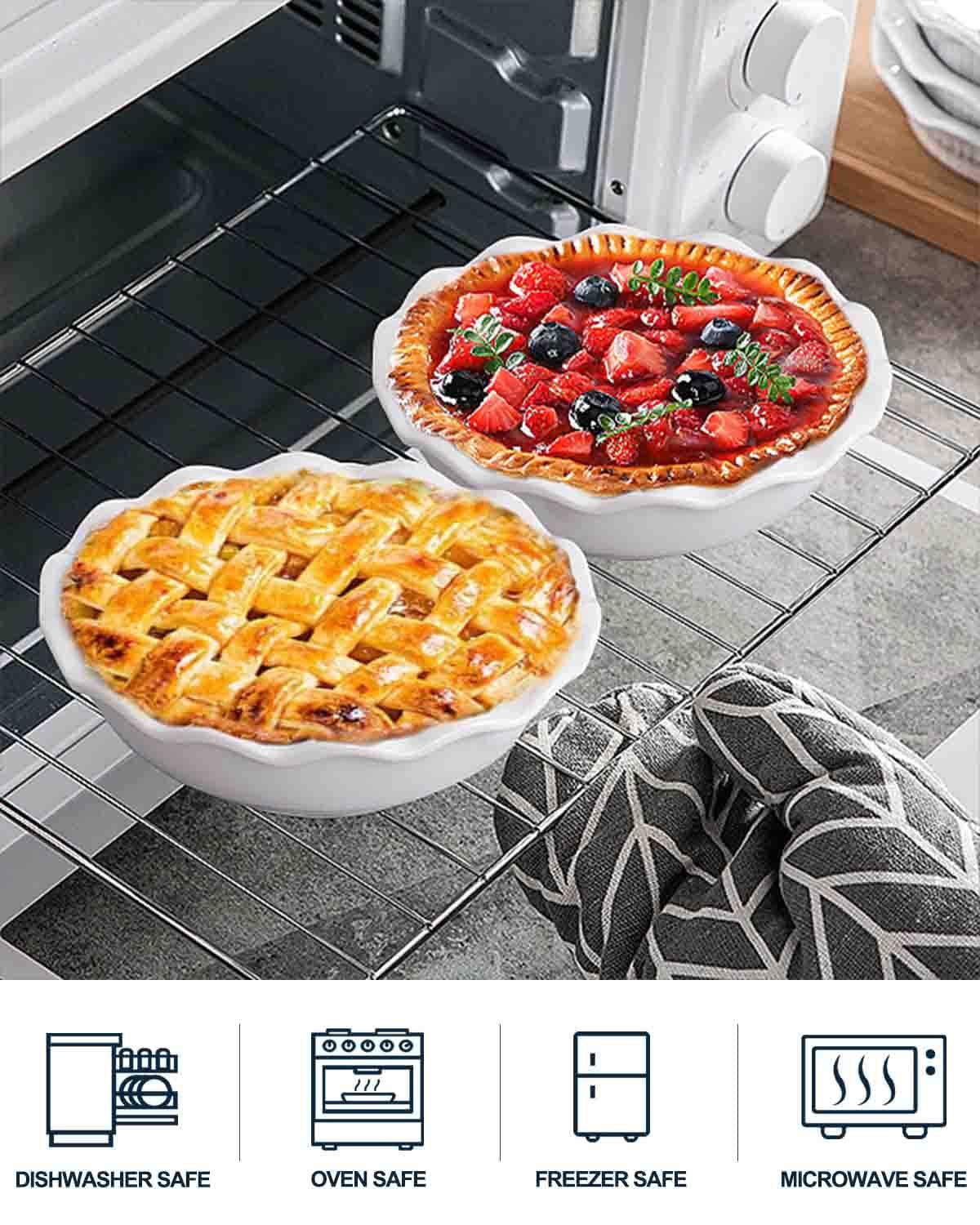 Taeochiy Ceramic Mini Pie Pans, 6.5 Inch Individual Small Pie Pans, 12 Oz Pie Dish Ramekins for Baking Chicken Pot Pie, Quiches, Fruit Pies, Set of 6, White