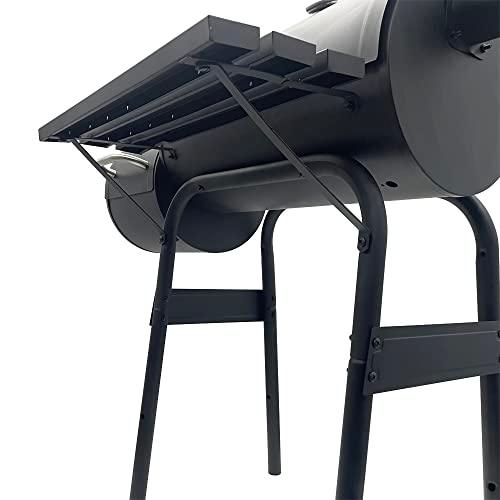 TECHTONGDA Offset Smoker with Cover Outdoor Charcoal Grill Smoker with Side Fire Box for Camping, Backyard Cooking