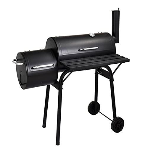 TECHTONGDA Offset Smoker with Cover Outdoor Charcoal Grill Smoker with Side Fire Box for Camping, Backyard Cooking
