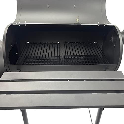 TECHTONGDA Offset Smoker with Cover Outdoor Charcoal Grill Smoker with Side Fire Box for Camping, Backyard Cooking
