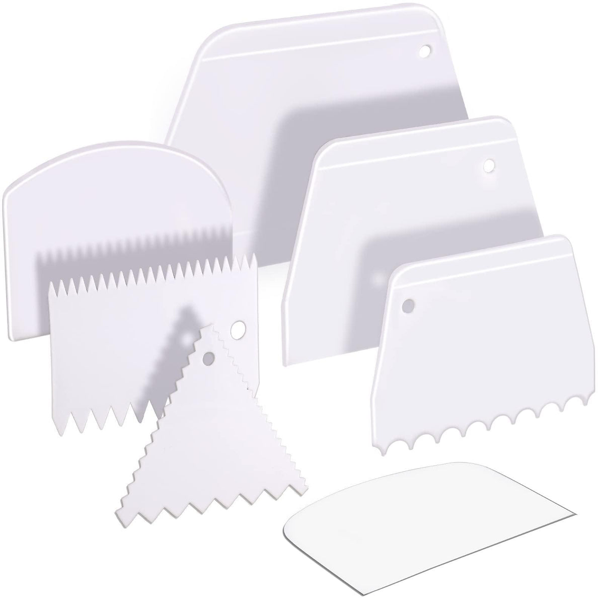 Teenitor Cake Scraper Cake Smoother, 7 Pcs Dough Scraper Bowl Scraper Cutters Cake Icing Scraper Smoother Tool Set for Bread Dough Cake Fondant Icing