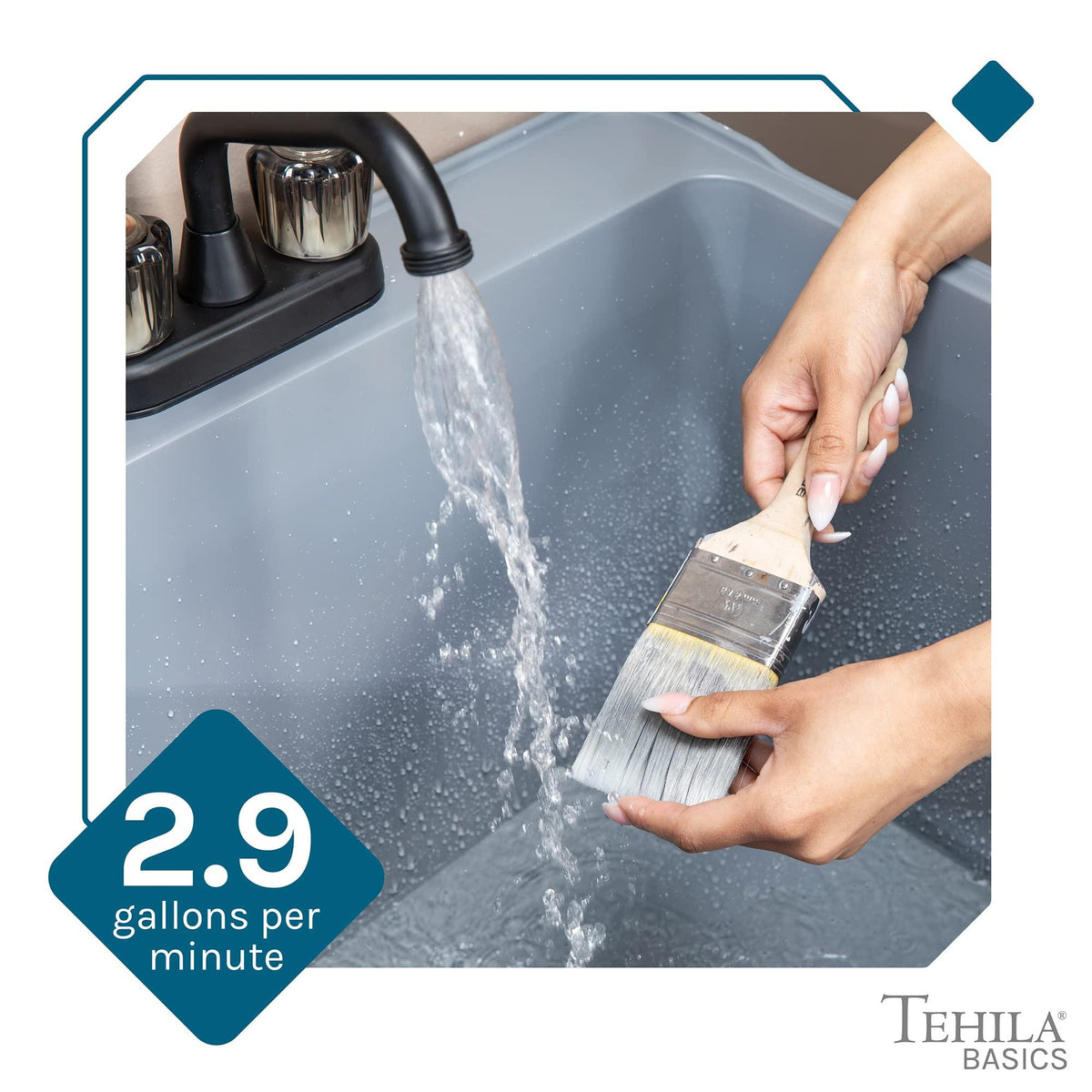 Tehila Basics by JS Jackson Supplies 21-Gallon Grey Freestanding Utility Sink with Black 2-Handle Faucet, Heavy Duty Plastic Laundry Tub with Adjustable Legs