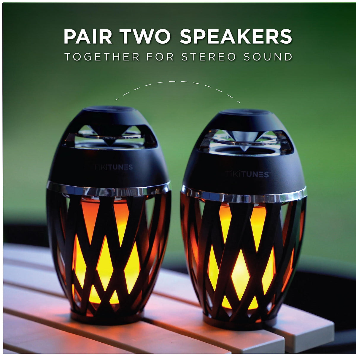 TikiTunes Portable Bluetooth 5.0 Indoor/Outdoor Wireless Speaker, LED Torch Atmospheric Lighting Effect, 5-Watt Audio USB Speaker, 2000 mAh Battery for iPhone/iPad/Android