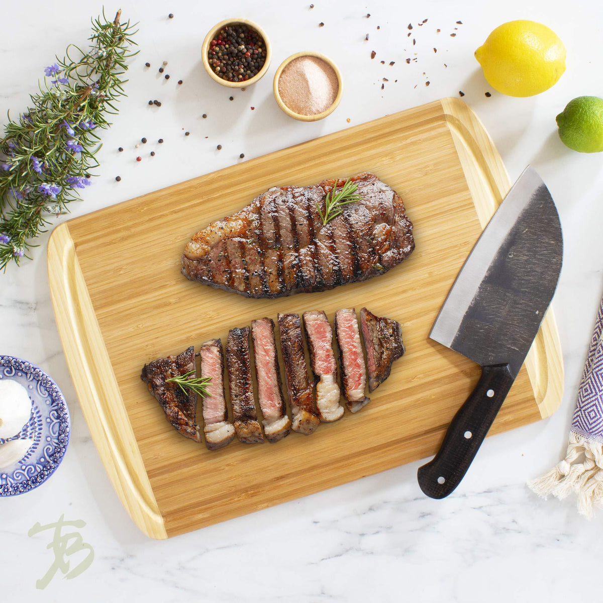 Totally Bamboo Reversible Baker's Board and Carving Butcher Block with Juice Grooves