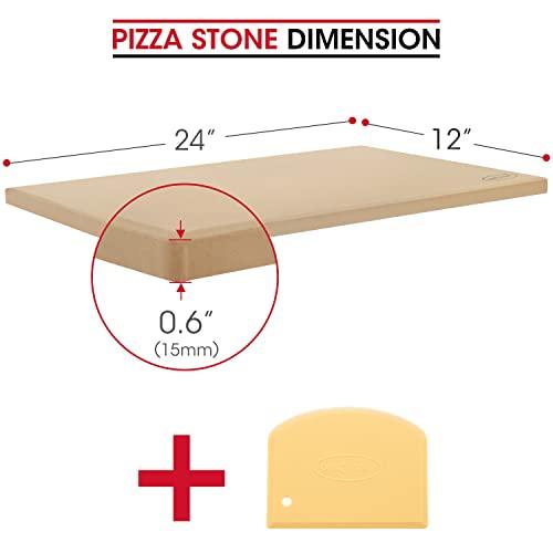 Unicook Extra Large Pizza Stone 24 Inch, Durable Rectangular Baking Stone 24" x 12", Industrial Commercial Home Oven Stone, Thermal Shock Resistant, Ideal for Grilling Baking Several Pizzas Bread