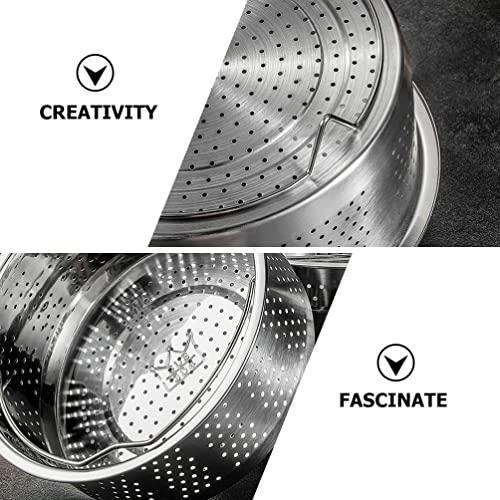 UPKOCH Kitchen Steamer Basket Stainless Steel Vegetable Steamer Basket Insert Chinese Dumpling Rice Cooker Steaming Basket with Handle for Veggie Fish Seafood Cooking 18cm Kitchen Strainer
