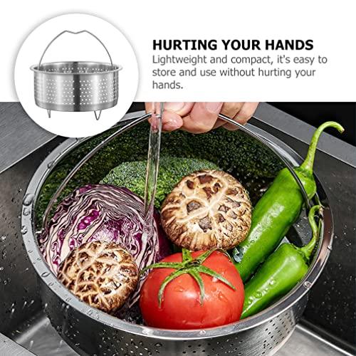 UPKOCH Kitchen Steamer Basket Stainless Steel Vegetable Steamer Basket Insert Chinese Dumpling Rice Cooker Steaming Basket with Handle for Veggie Fish Seafood Cooking 18cm Kitchen Strainer