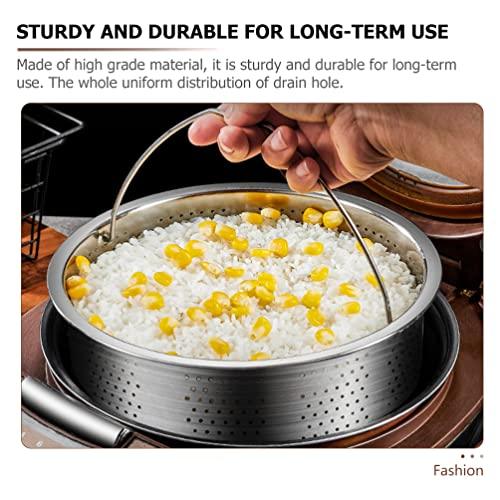 UPKOCH Kitchen Steamer Basket Stainless Steel Vegetable Steamer Basket Insert Chinese Dumpling Rice Cooker Steaming Basket with Handle for Veggie Fish Seafood Cooking 18cm Kitchen Strainer