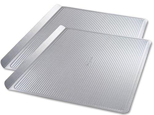 USA Pan Bakeware Cookie Sheet, Warp Resistant Nonstick Baking Pan, Made in the USA from Aluminized Steel, Large Set of 2