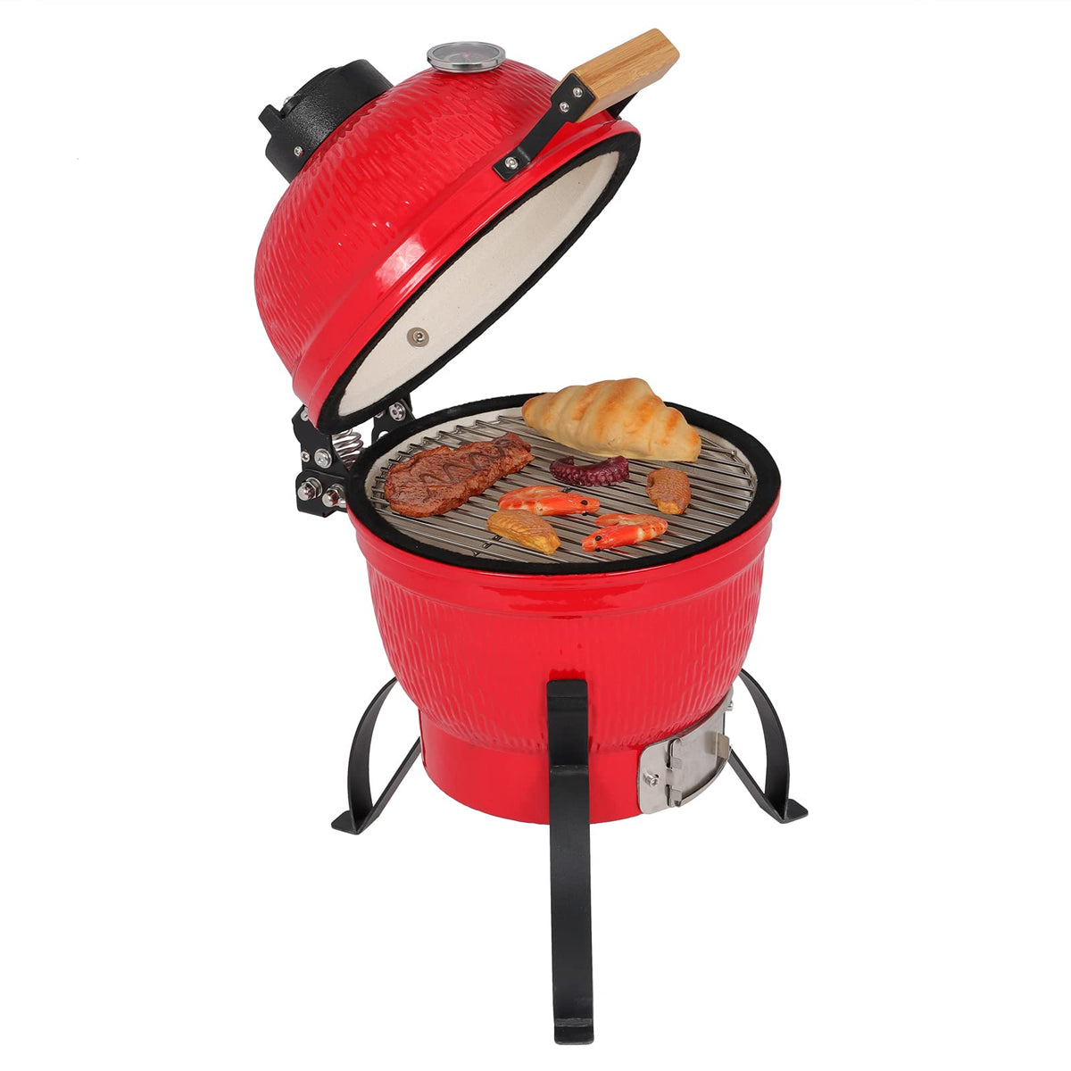 Vasitelan Ceramic Grill,13 inch Portable Ceramics Charcoal Barbecue Grill,Kamado BBQ Charcoal Grill (Orange)