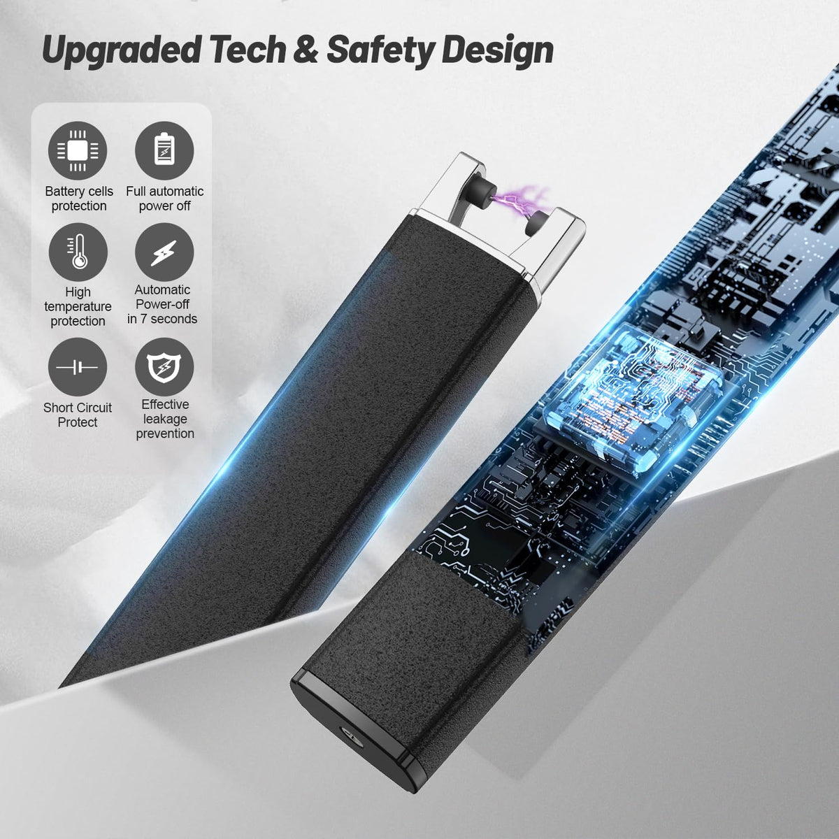 VEHHE Candle Lighter, Windproof Pulse Electric Lighter with Anti-False-Touch Lock and Led Display, Lighters for Candle BBQ Camping Festivals-Black