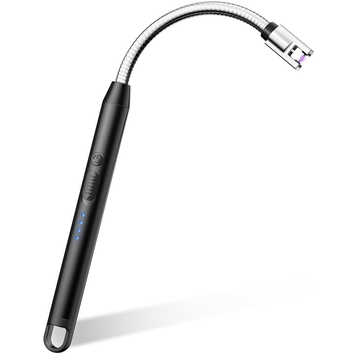 VEHHE Electric Lighter with 360° Flexible Neck, Flameless Windproof Long Candle Lighter with Led Battery Display, USB C Rechargeable with Hanging Hook for Gifts BBQ Fireworks (Black)