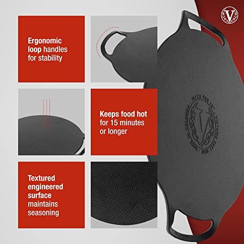 Victoria 15-Inch Cast Iron Comal Pizza Pan with 2 Side Handles, Preseasoned with Flaxseed Oil, Made in Colombia