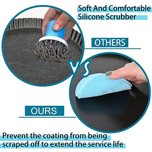 Vnray Mini Tart Pans with Removable Bottom 4 inch Set of 10, Non-stick Round Quiche Pan Heavy Duty Carbon Steel for Mousse Cakes, Christmas Dessert Baking with Silicone Scrubber
