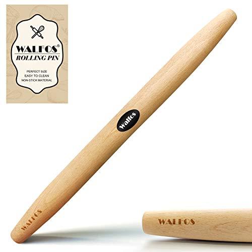 WALFOS French Rolling Pin for Baking, 15.7 Inch Natural Beech Wood Rolling Pins, Kitchen Dough Roller for Fondant, Pizza, Pie, Cookie and Pastry