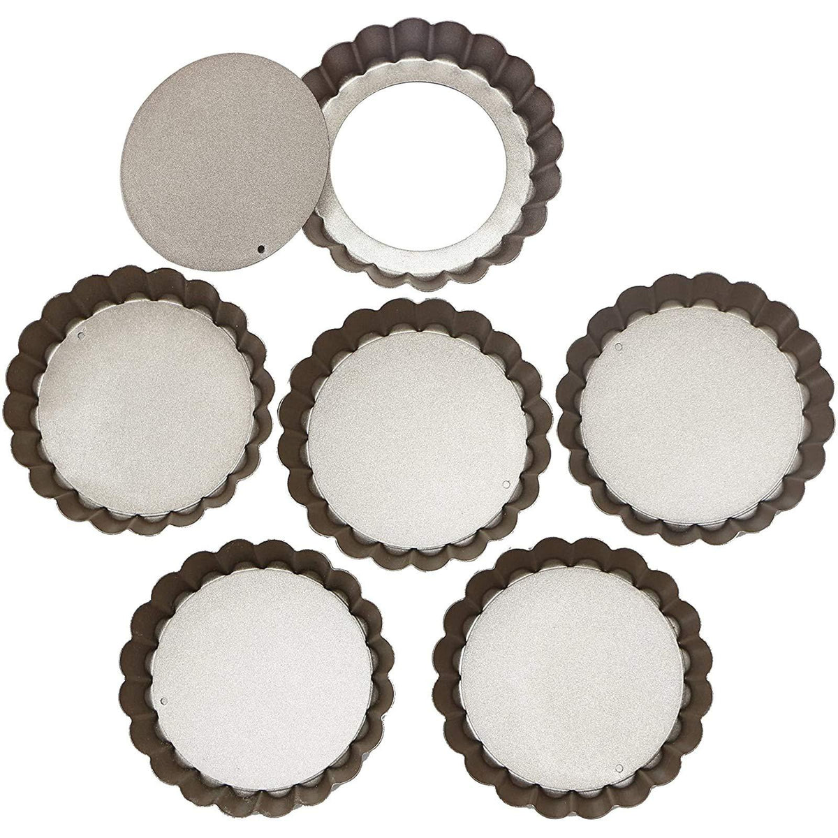 Webake 4 Inch Mini Tart Pan Set of 6, Non-Stick Small Tart Mold Quiche Pans with Removable Bottom Mini Tart Tins