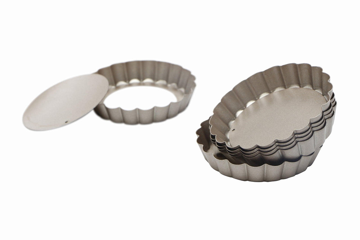 Webake 4 Inch Mini Tart Pan Set of 6, Non-Stick Small Tart Mold Quiche Pans with Removable Bottom Mini Tart Tins