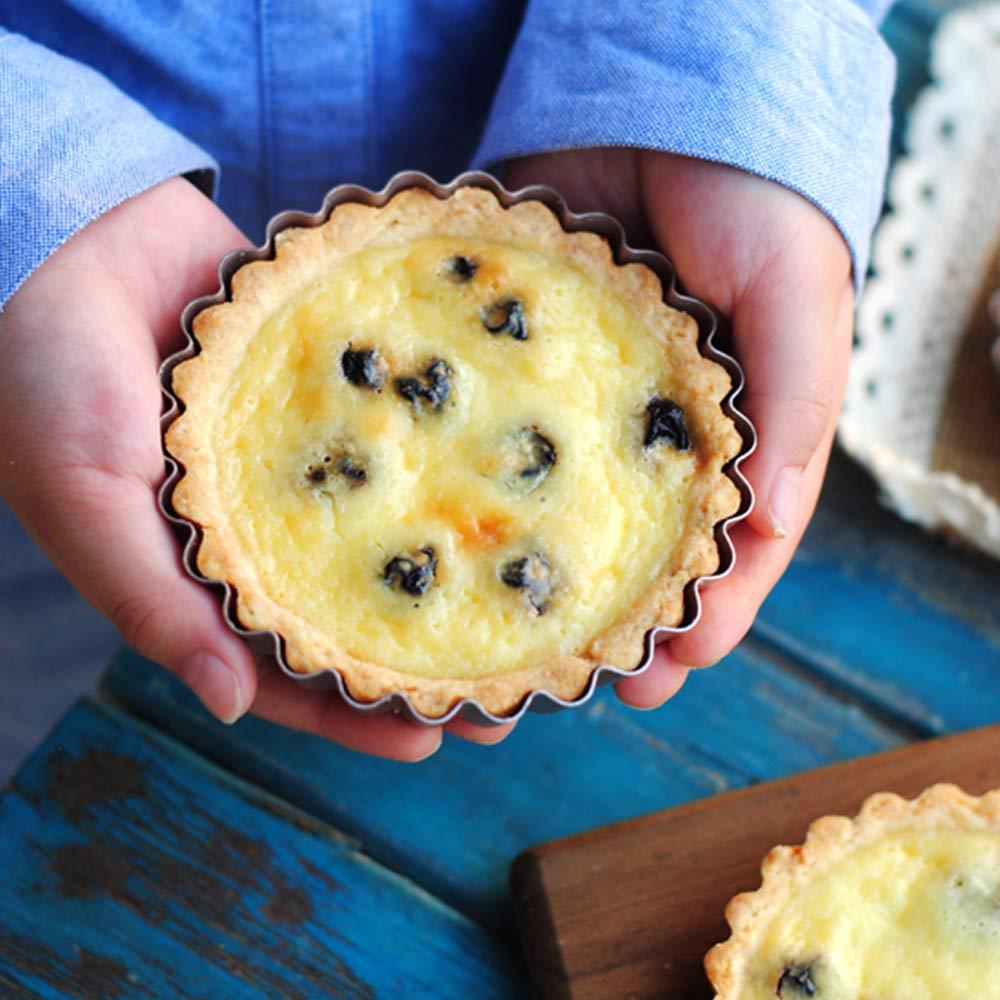 Webake 4 Inch Mini Tart Pan Set of 6, Non-Stick Small Tart Mold Quiche Pans with Removable Bottom Mini Tart Tins
