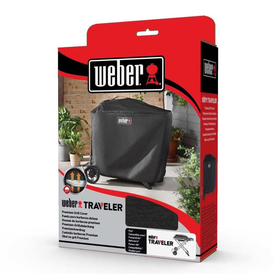 Weber Traveler Premium Grill Cover, Heavy Duty and Waterproof
