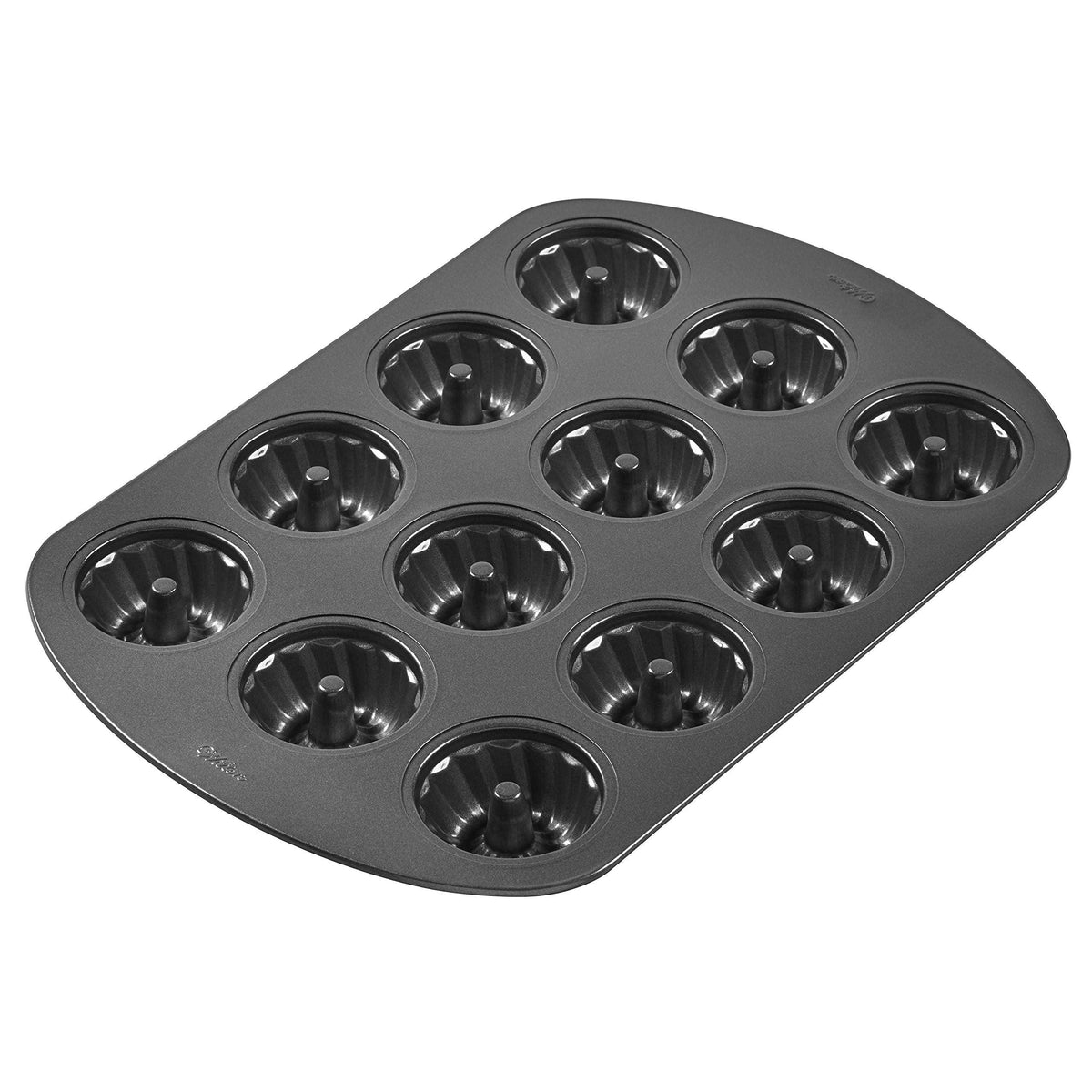 Wilton Non-Stick Mini Fluted Tube Pan, 12-Cavity, Steel, Multi-Cavity Mini Cake Pan, Black