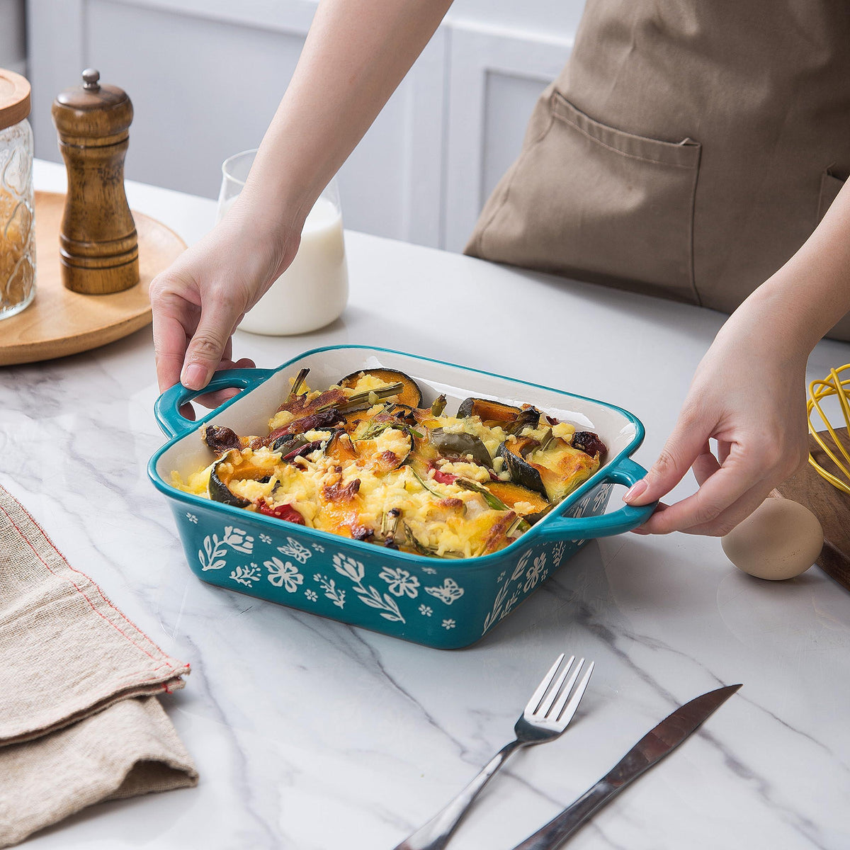Wisenvoy 8x8 Baking Pan Brownie Pan Casserole Dish Ceramic Baking Dish Casserole Dishes For Oven Square Baking Pan
