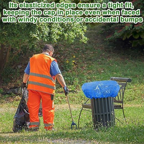 Yeaqee 12 Pcs Garbage Can Covers 90 Gallon Outside Extra Large Waste Container Cover Trash Odor Smell Buster with Elastic Rubber Band Plastic Dustproof Cover for Outside Household Kitchen Bin