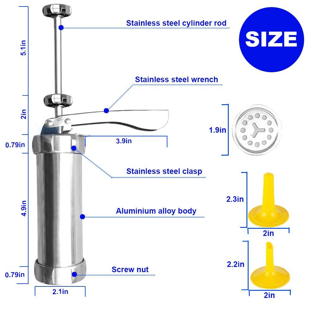 YOOUSOO Cookie Maker Cookie Press Gun, Kit Stainless Steel Biscuit Press Maker (with 20 Disc and 4 Nozzles) Homemade Baking Tool Biscuit Cake Dessert DIY Maker and Decoration