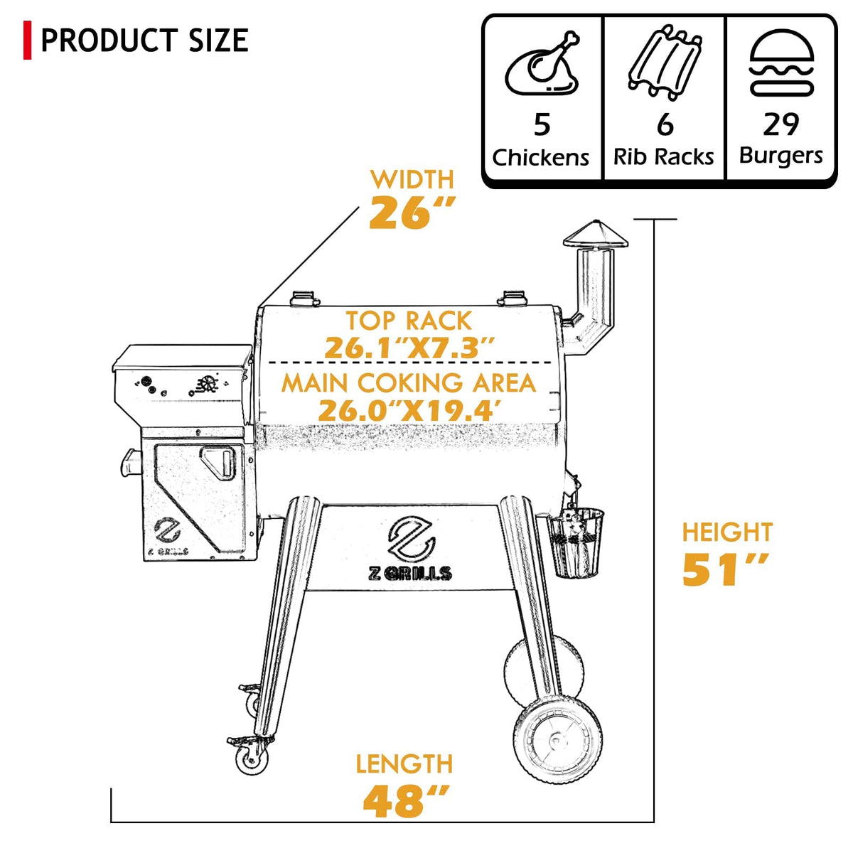 Z GRILLS Upgrade 8 in 1 Wood Pellet Grill & Smoker for Outdoor Cooking, BBQ Grill with PID 2.0 Controller, LCD Screen, 697 sq, Meat Probes, Rain Cover